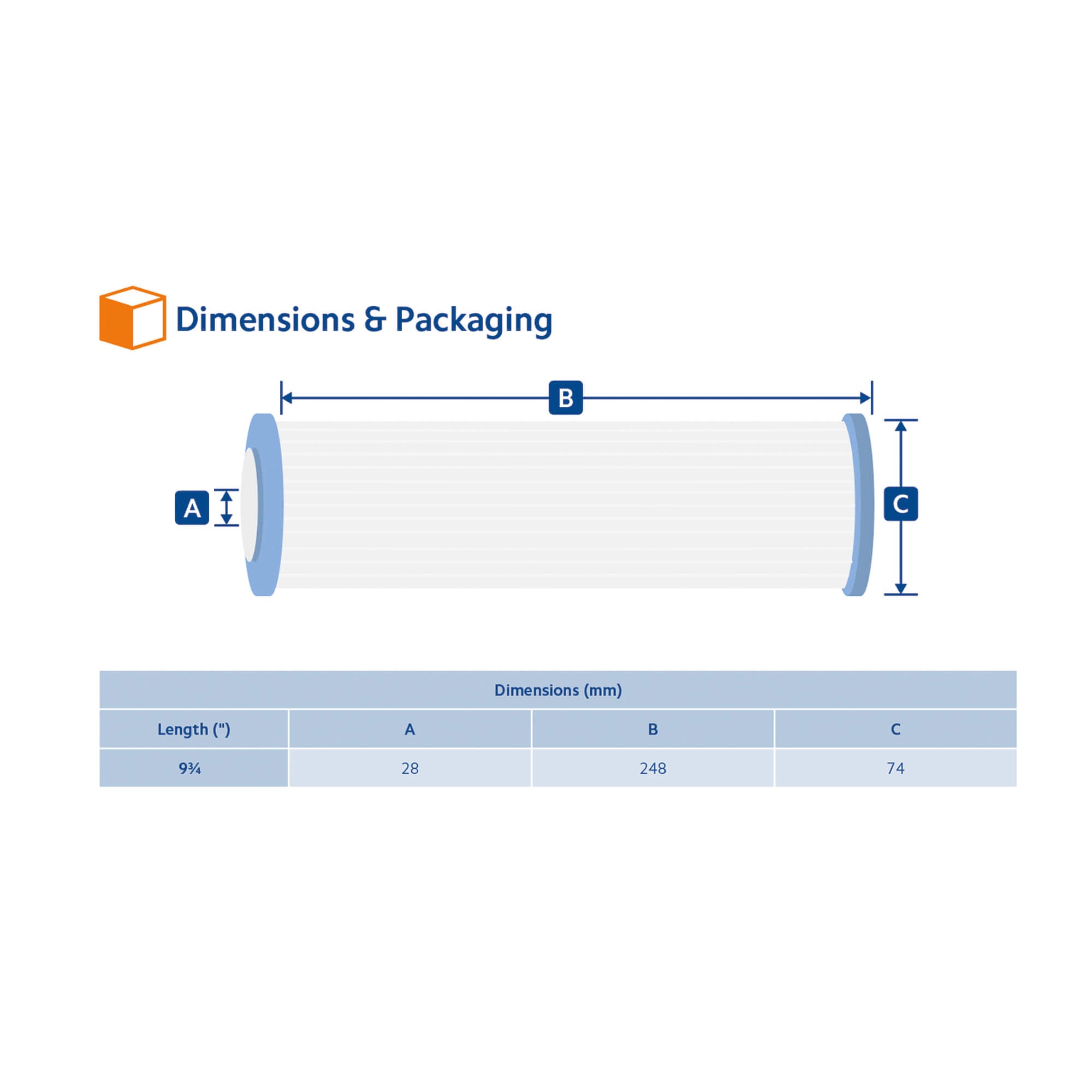 ECG-20-93/4  :    SPECTRUM Carbon Granular Filter 20?m 93/4"