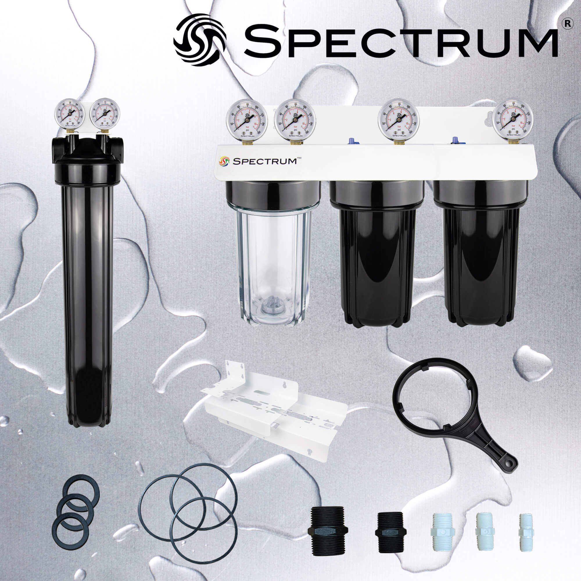 EFH-SC-1-10LD-1  :  SPECTRUM 10" Black Head PRV Clear Sump Housing Large Diameter with 1" Ports (AS)