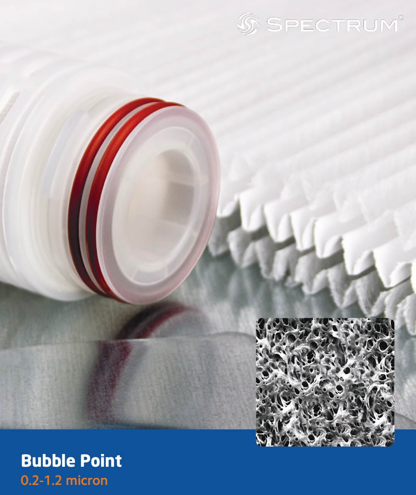 SM10QG : SPECTRUM Bubble Point Pleated PES Filter 0.45?m 10 Inch 222  SS Inserts/Closed/Silicone