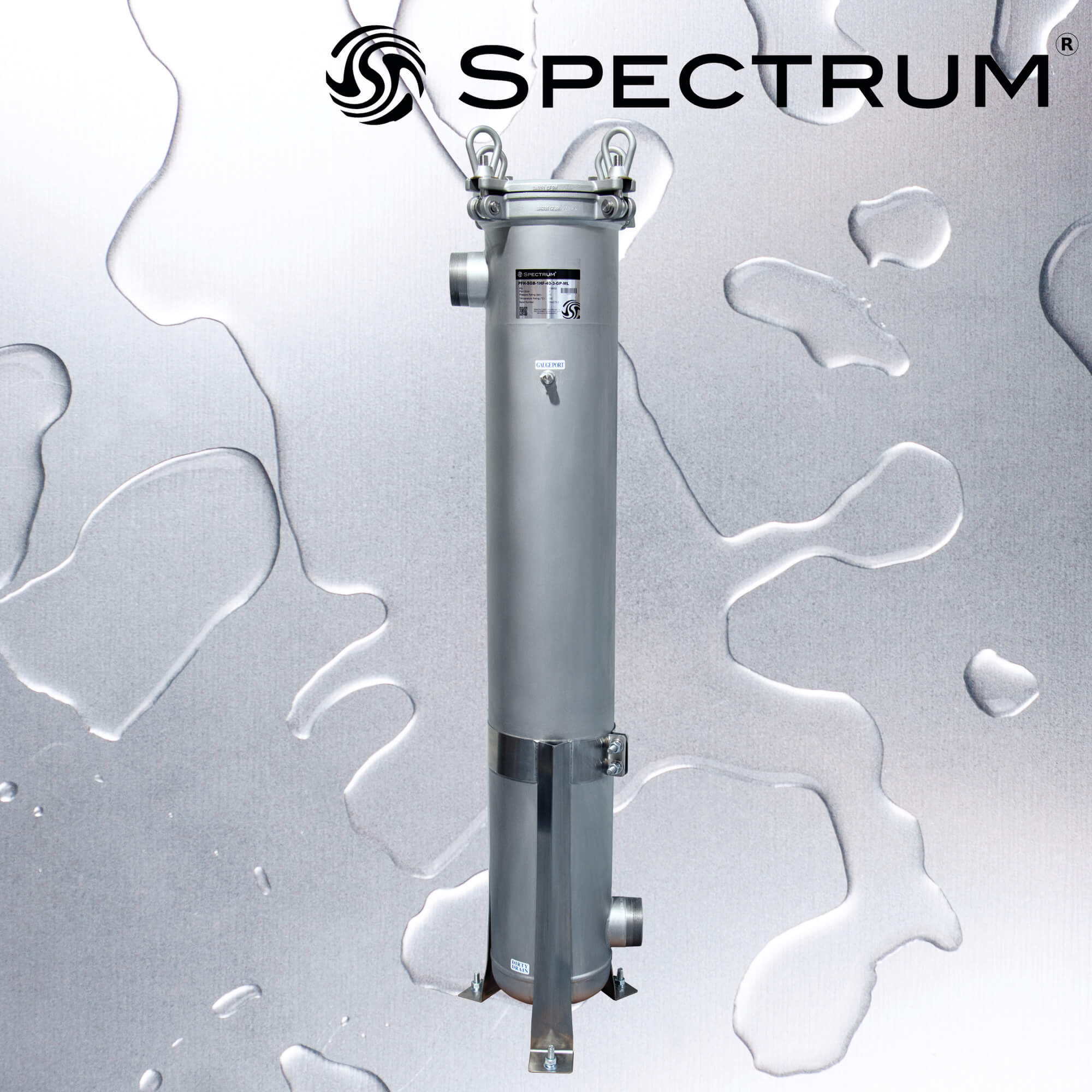 PFH-SGB-1HF-40-3-GP-ML-V2   :   SPECTRUM High Flow Housing 316 SS 1 Round 40" with 3" Ports