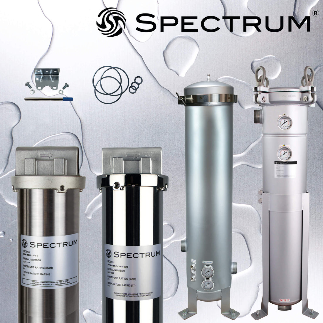 PBH-SGB-1-3-1.5-G   :   SPECTRUM INOX Bag Housing Stainless Steel Size 3 1.5" BSPT-M with Gauges