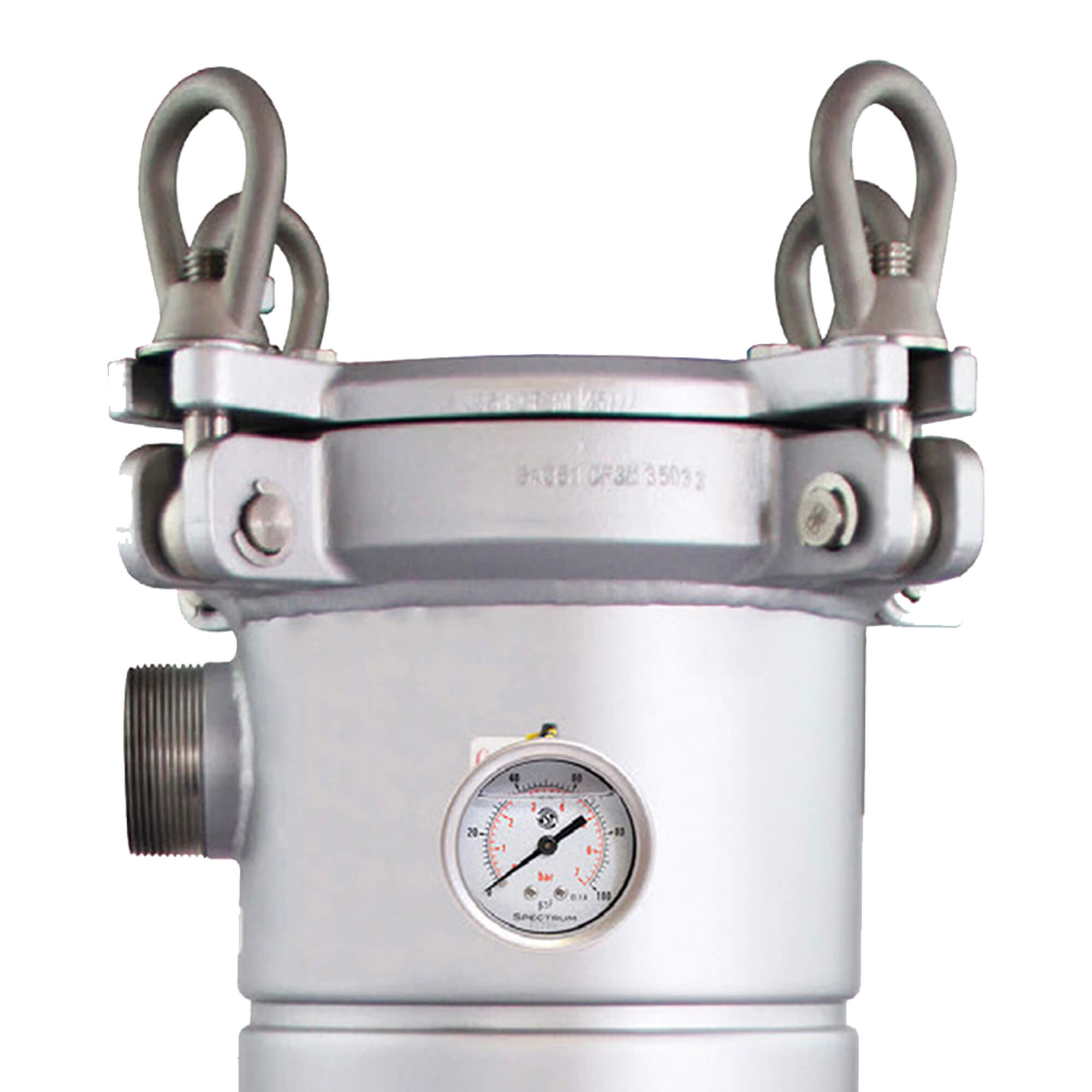 PBH-SGB-1-3-1.5-G   :   SPECTRUM INOX Bag Housing Stainless Steel Size 3 1.5" BSPT-M with Gauges