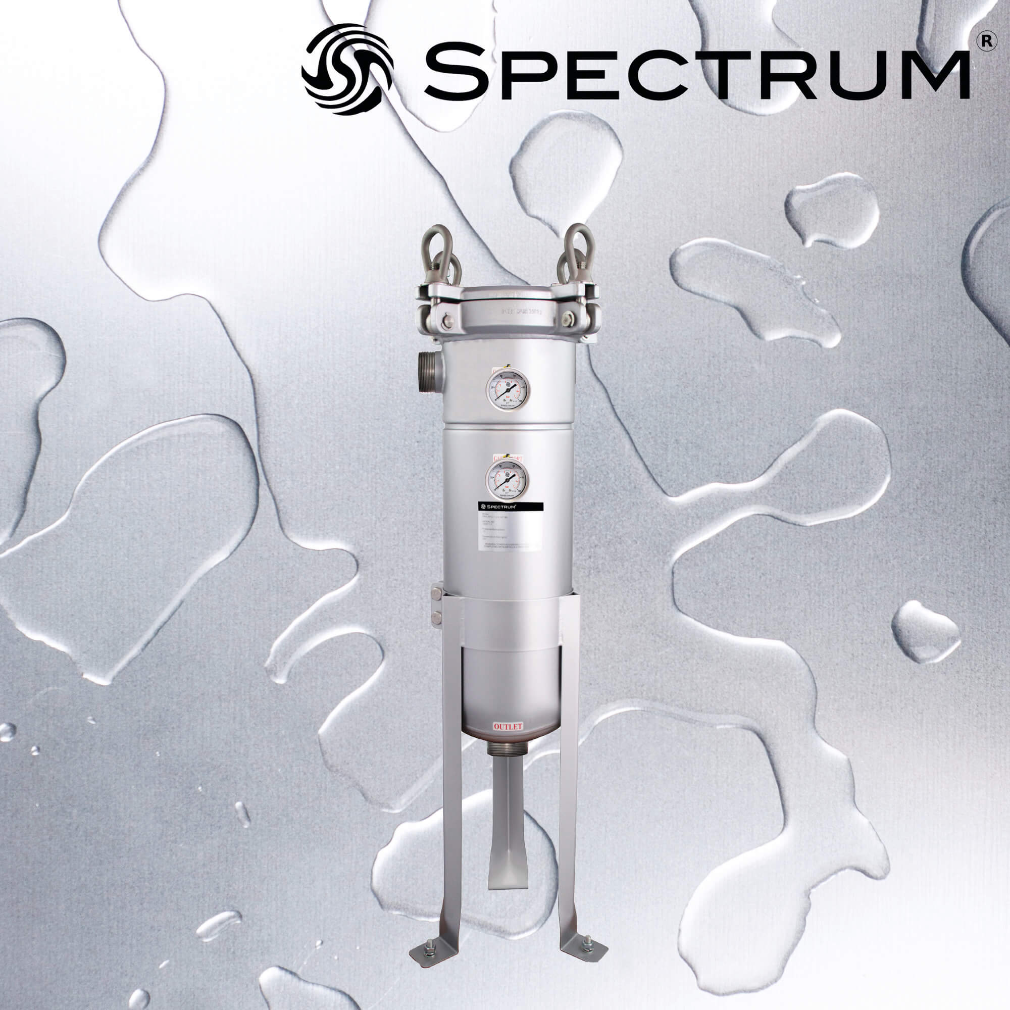PBH-SGB-1-3-1.5-G   :   SPECTRUM INOX Bag Housing Stainless Steel Size 3 1.5" BSPT-M with Gauges