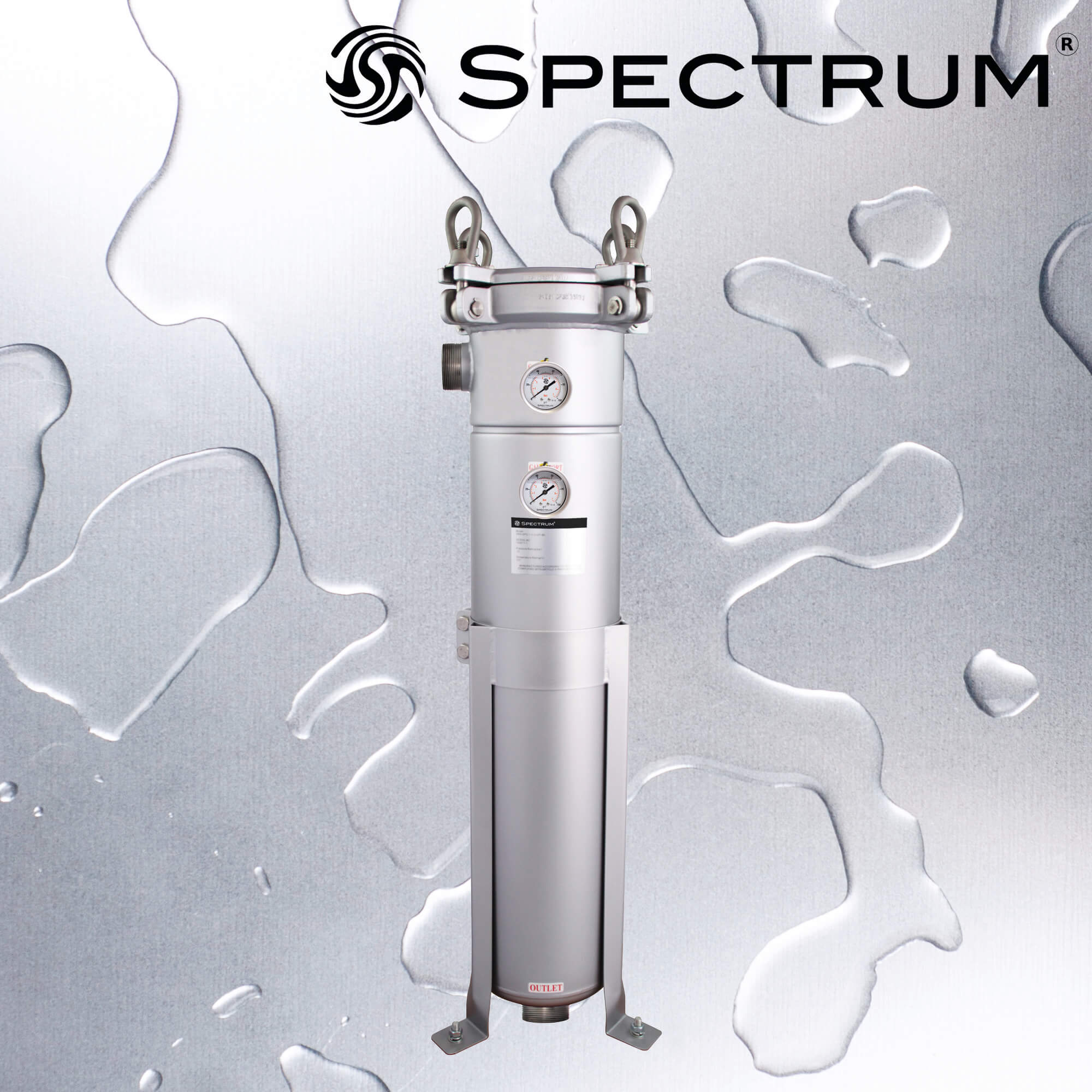PBH-SGB-1-2-2-G   :   SPECTRUM INOX Bag Housing Stainless Steel Size 2 2"BSPT-M with Gauges