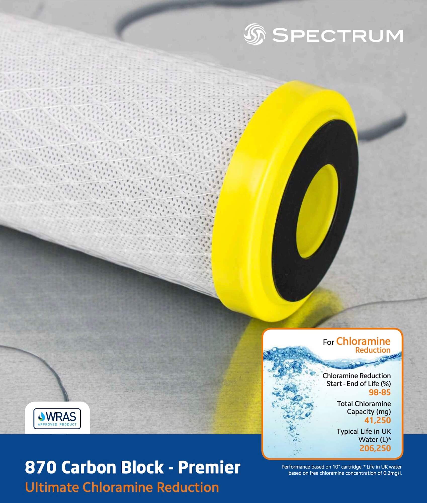 PCB-1-93/4LD   :   SPECTRUM Chloramine Carbon Block 1µm 93/4" for Large Diameter