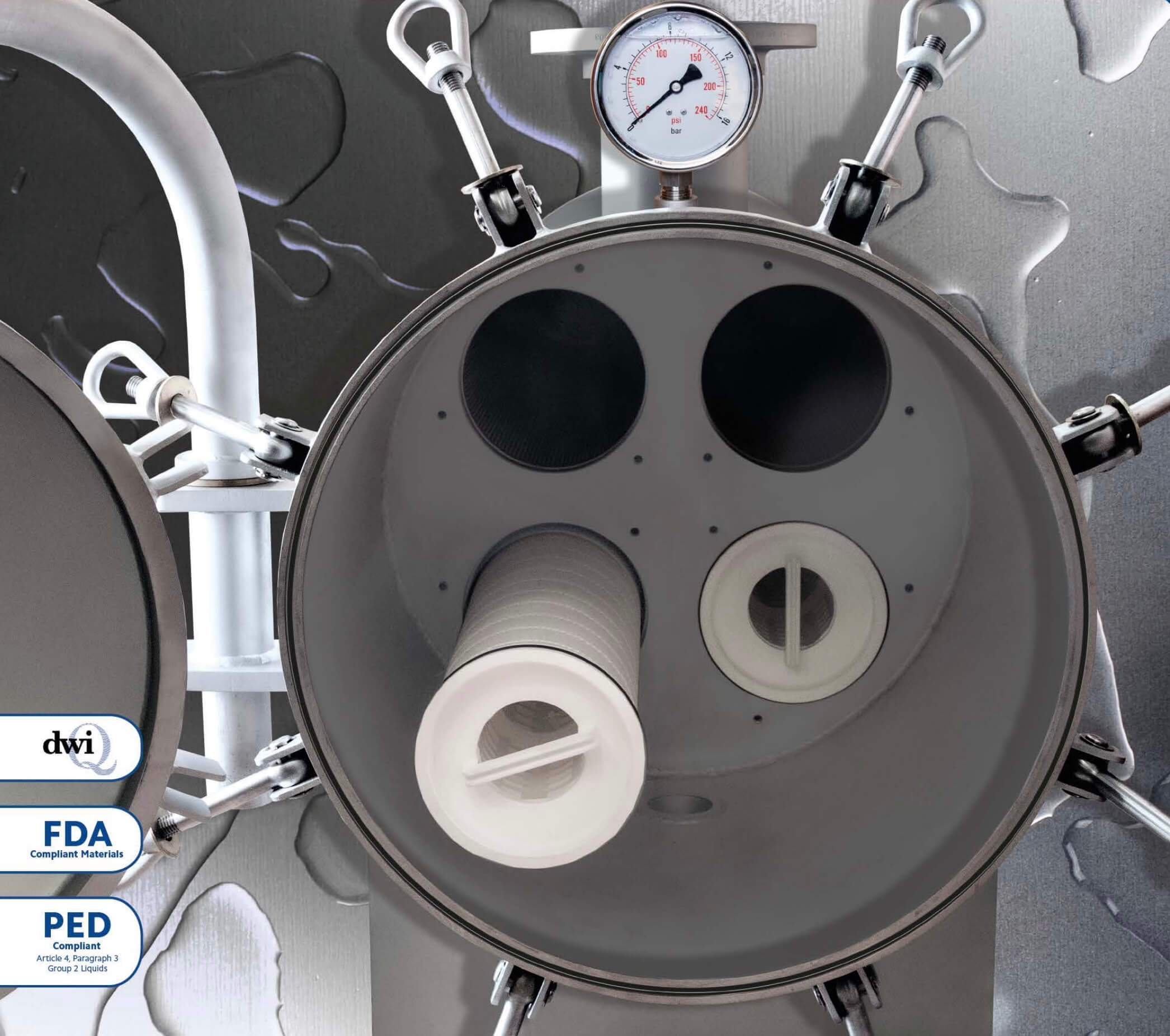 PFH-SGB-2HF-40-4F-GP-ML-V2   :   SPECTRUM High Flow Housing 316 SS 2 Round 40" with 4" Flange