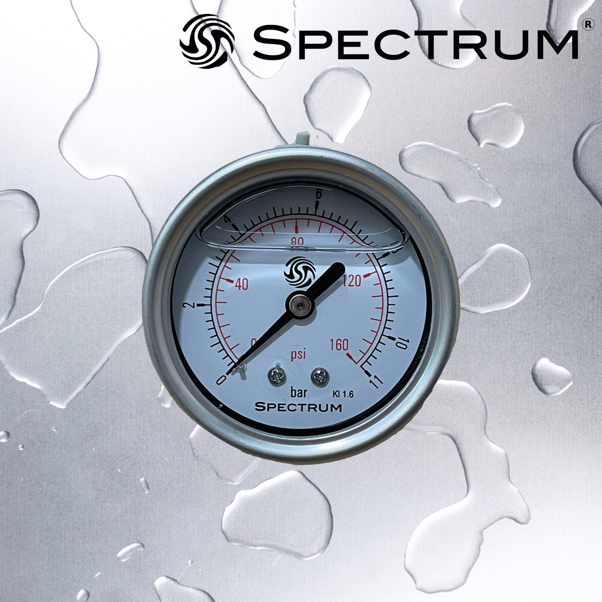 PG3   :   SPECTRUM Gauge 0-11 bar Rear Thread Glycerine Filled 1/4" BSP