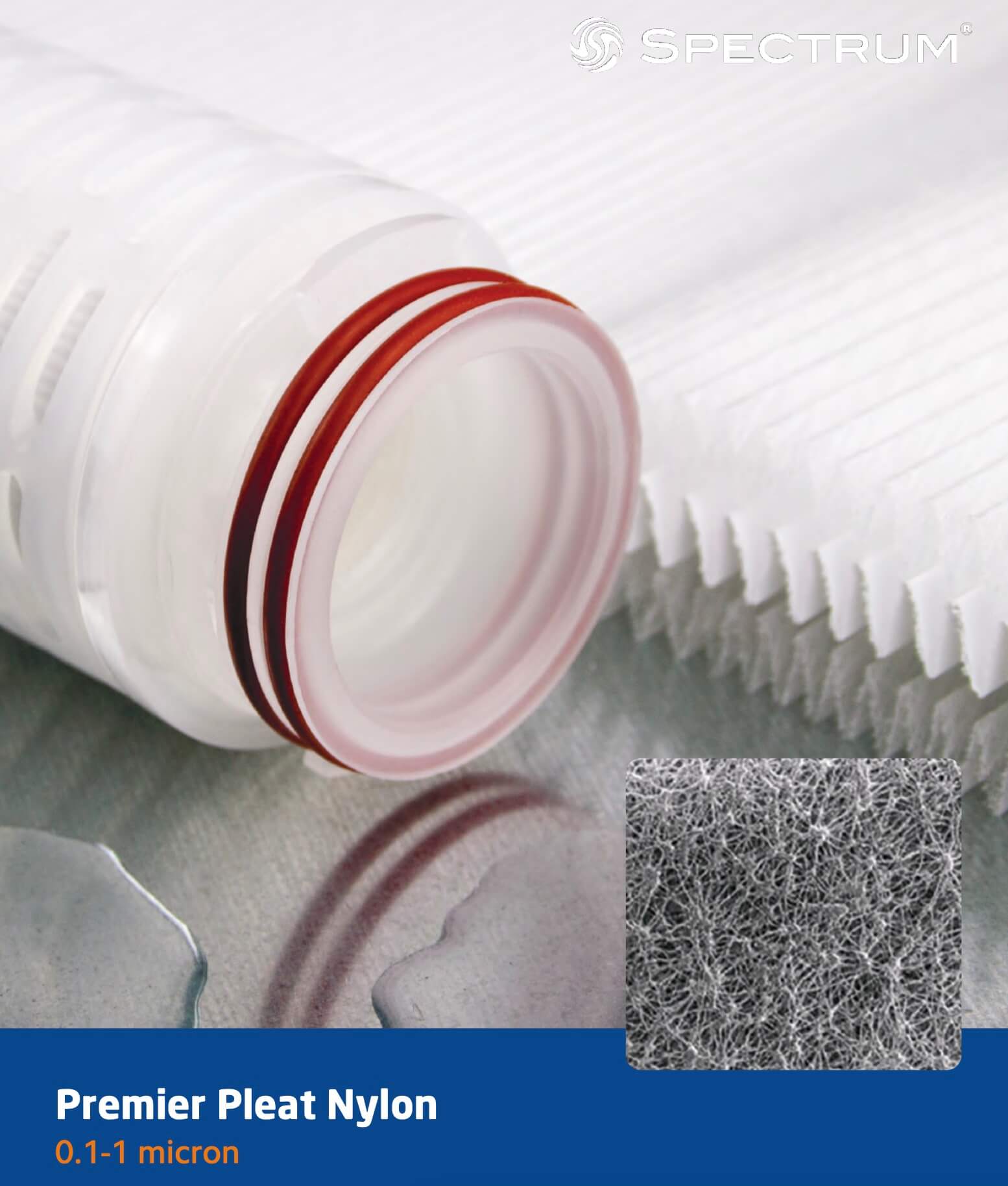 PPN-0.2-10EGV   :   SPECTRUM Premier Pleat Nylon Filter 0.2?m 10 Inch 222/Closed/Viton O-rings