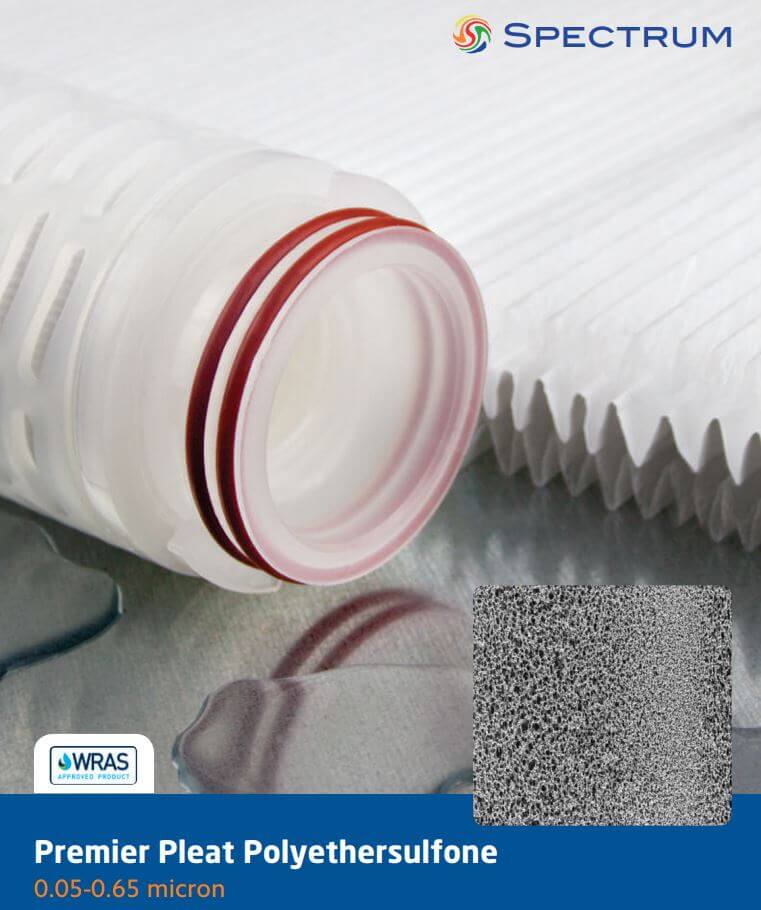 PPPES-0.05-20AAS   :   SPECTRUM Premier Pleat PES Filter 0.05?m 20 Inch DOE/Silicone Gaskets