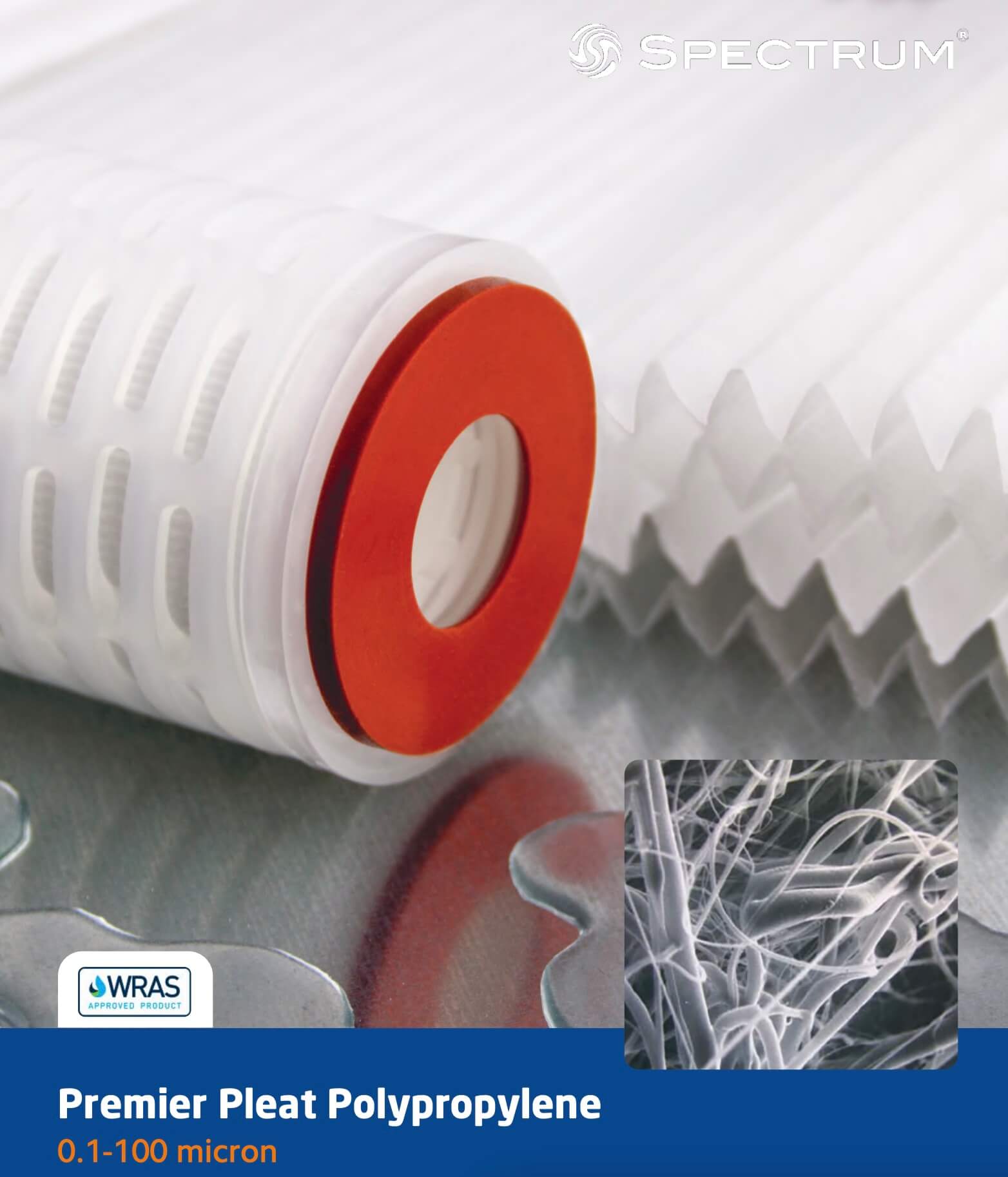 PPP-10-10FHS   :   SPECTRUM Premier Pleat Polypropylene Filter 10?m 10 Inch 226/Fin/Silicone O-rings