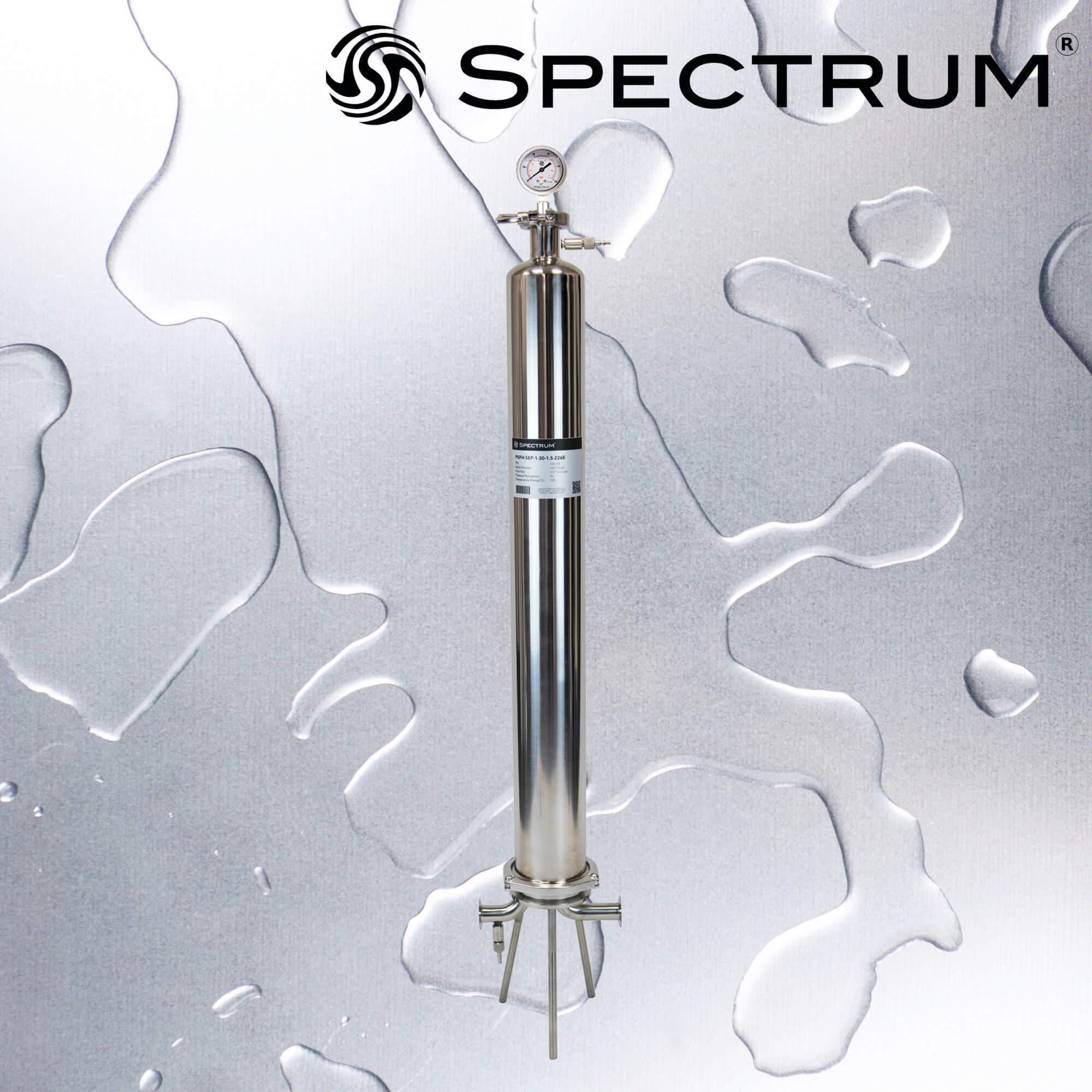 PSFH-SEP-1-10-1-226  :  SPECTRUM Sanitary Filter Housing 1 x 10 226 End-Cap 1" Tri-Clamp EPDM Seal