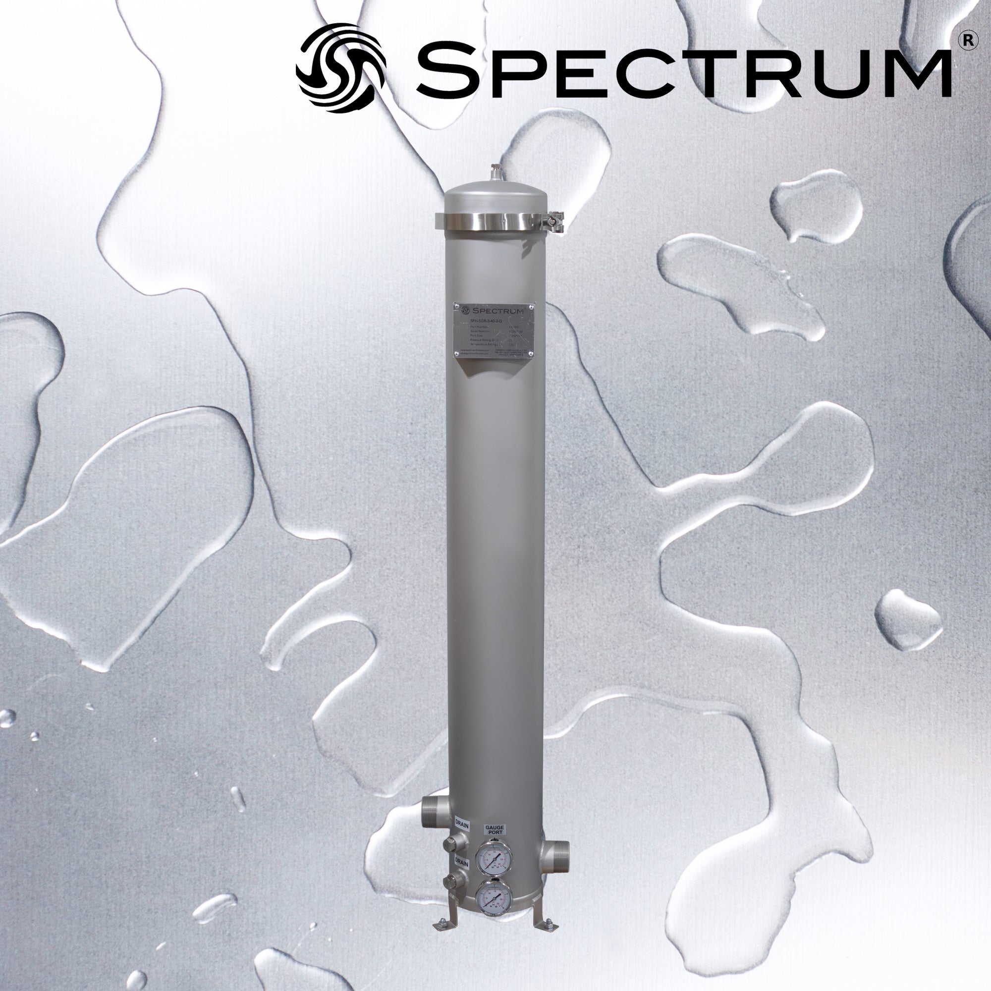 SFH-SGB-3-40-2-G   :   SPECTRUM INOX 3 X 40" Filter Housing 2" BSPT-M with Gauges