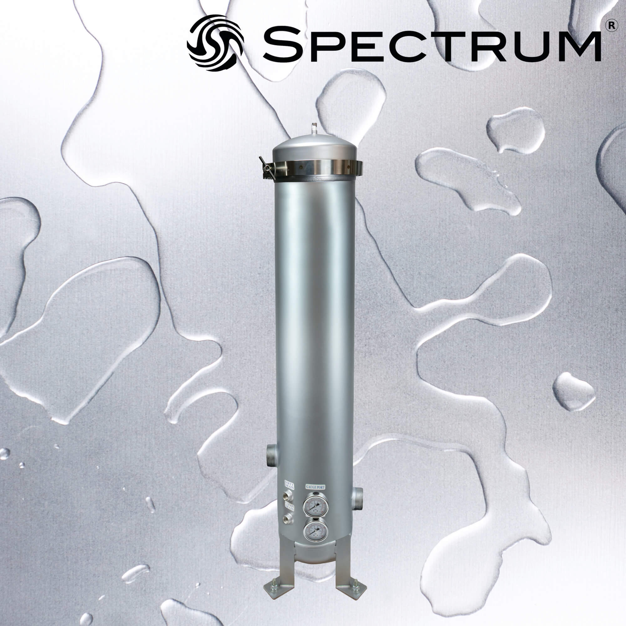 SFH-SPC-3-10-2-GP-ML   :   SPECTRUM INOX 3 X 10" Filter Housing 2" with Gauge Ports