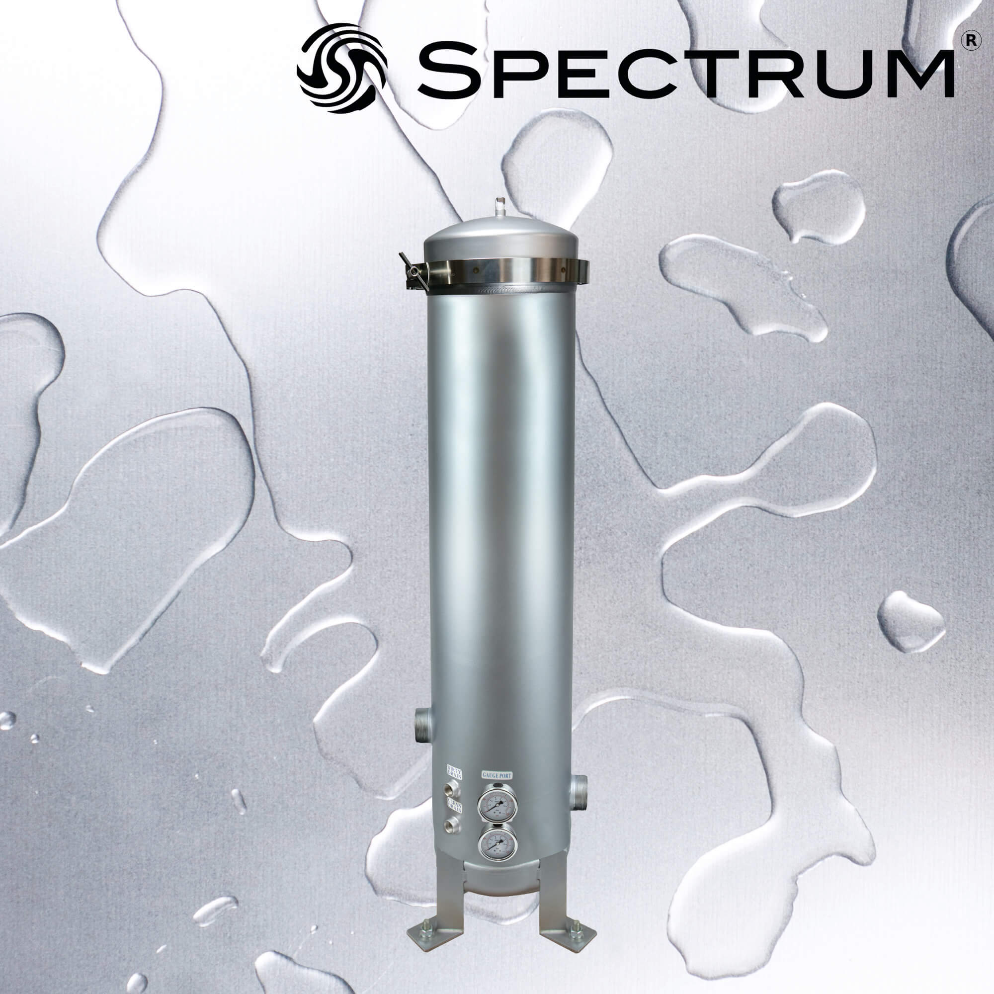 SFH-SPC-5-40-2-GP-ML : SPECTRUM INOX 5 X 40" Filter Housing 2" with Gauge Ports