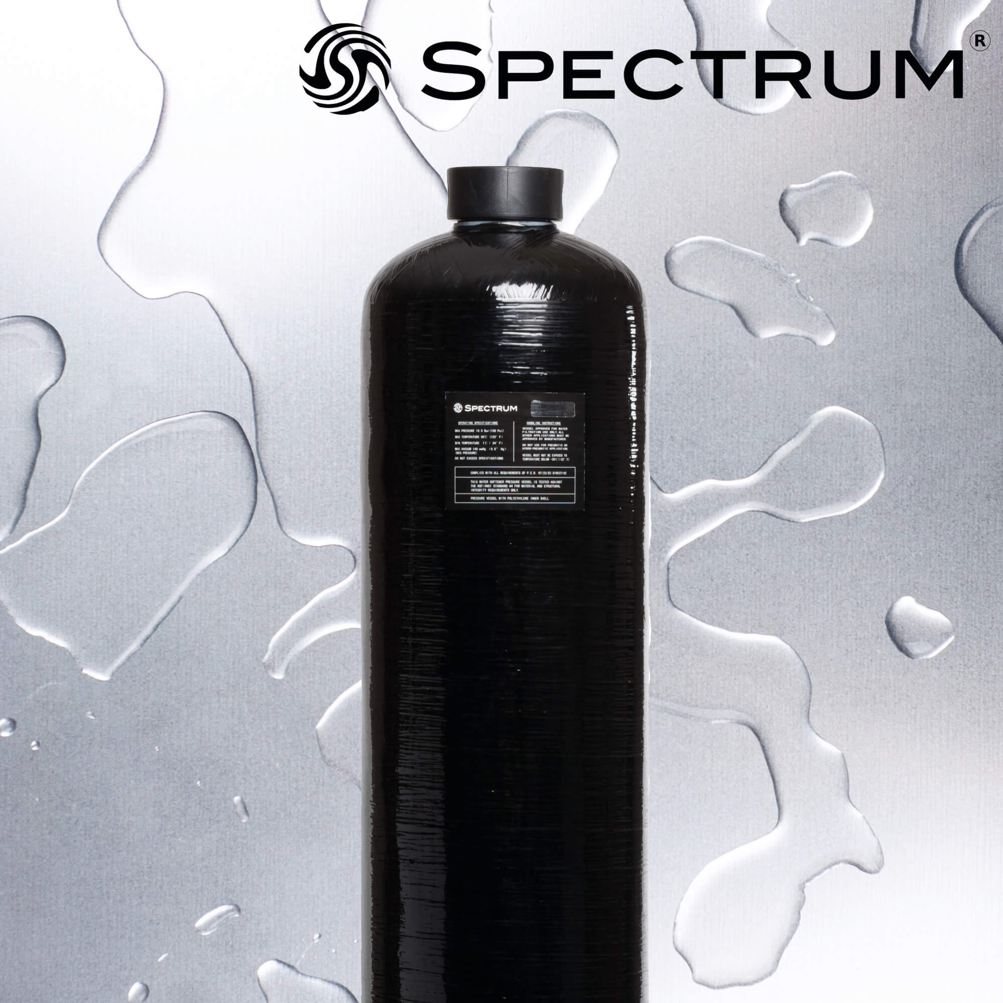 SV-FK-1044-C   :   SPECTRUM Fibre Glass Black Pressure Vessel 10"x44" Complete