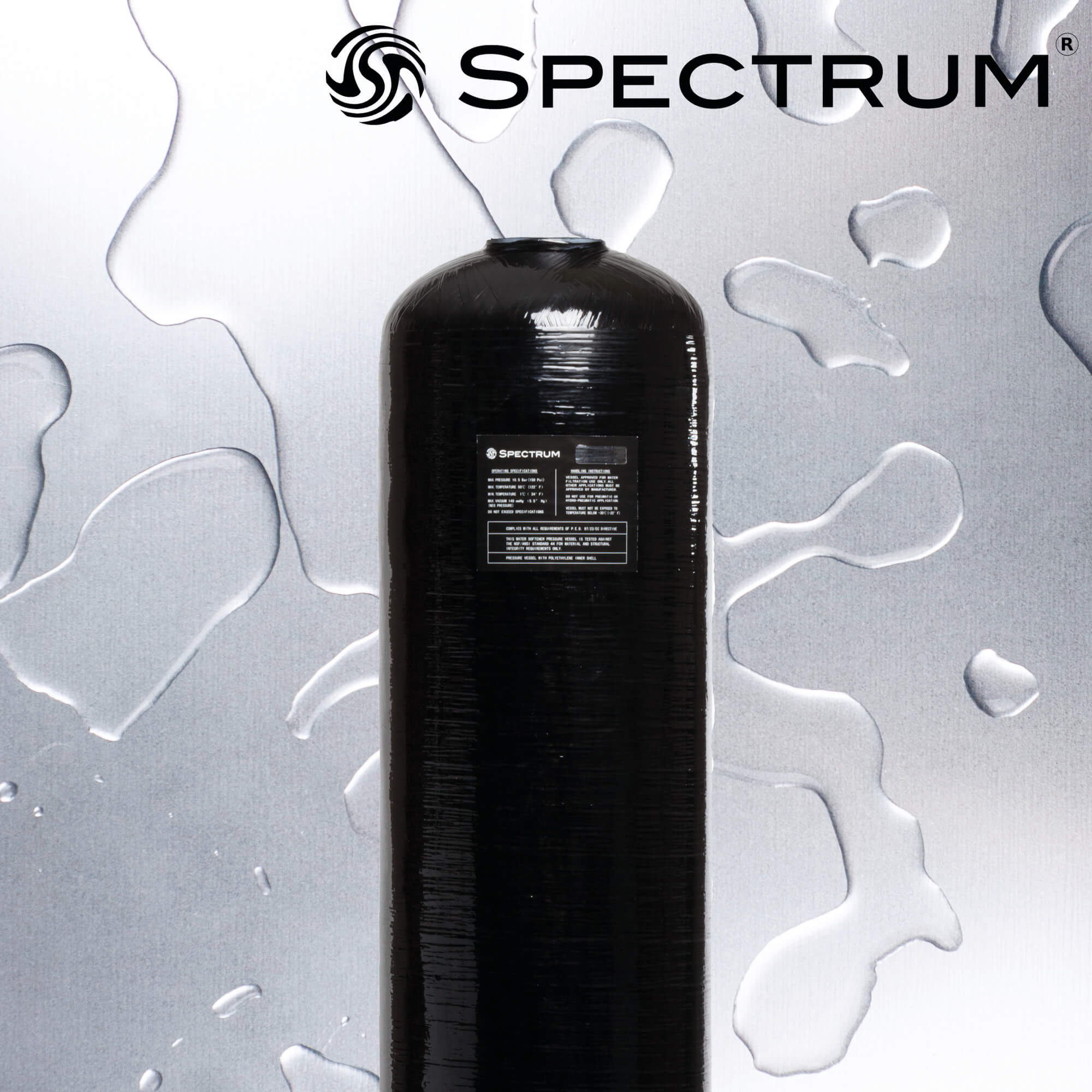 SV-FK-1035   :   SPECTRUM Fibre Glass Black Pressure Vessel 10"x35"