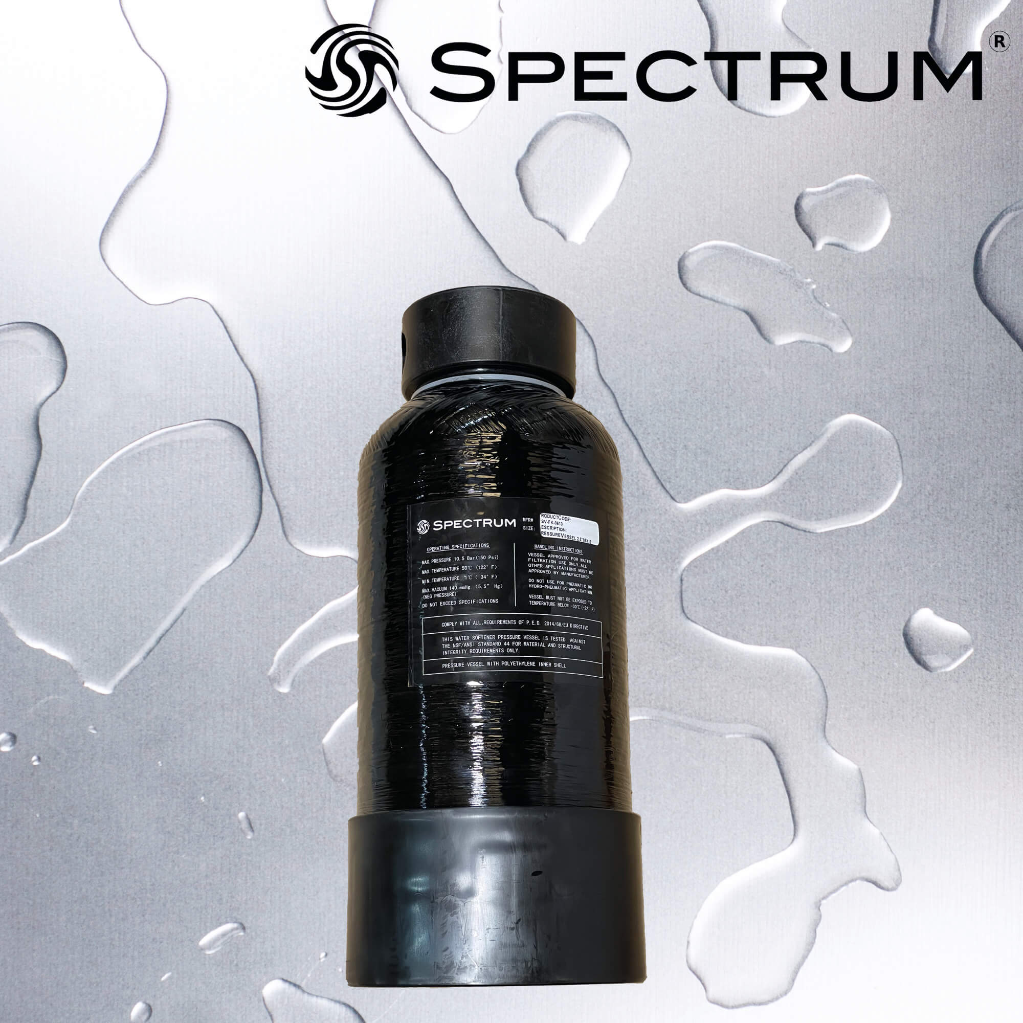 SV-FK-735-C  :  SPECTRUM Fibre Glass Black Pressure Vessel 7"x35" Complete