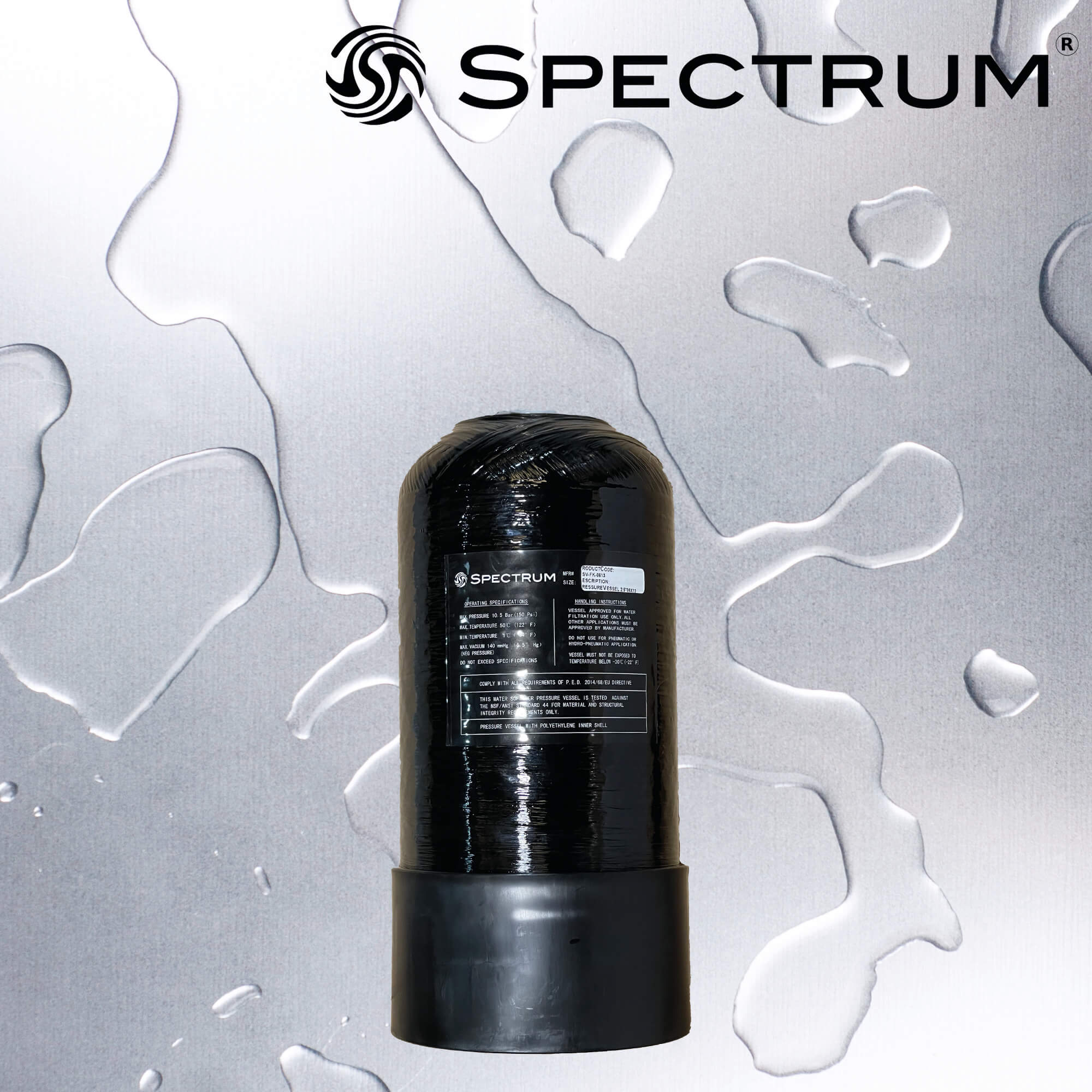 SV-FK-844   :   SPECTRUM Fibre Glass Black Pressure Vessel 8"x44"